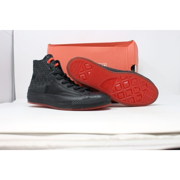 Men's Chuck 70 Hi Black/Black/Chile Red 170584C - Picture 3 of 8